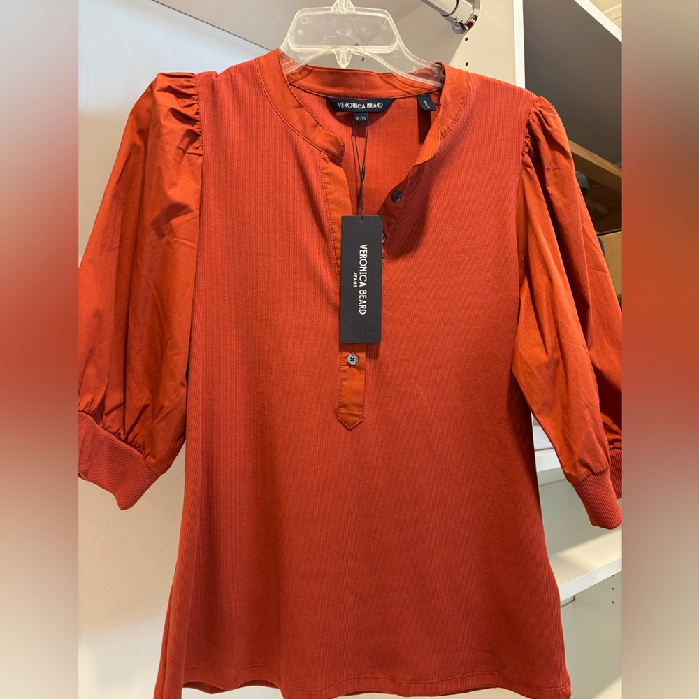 NWT Veronica Beard Brick Red Blouse